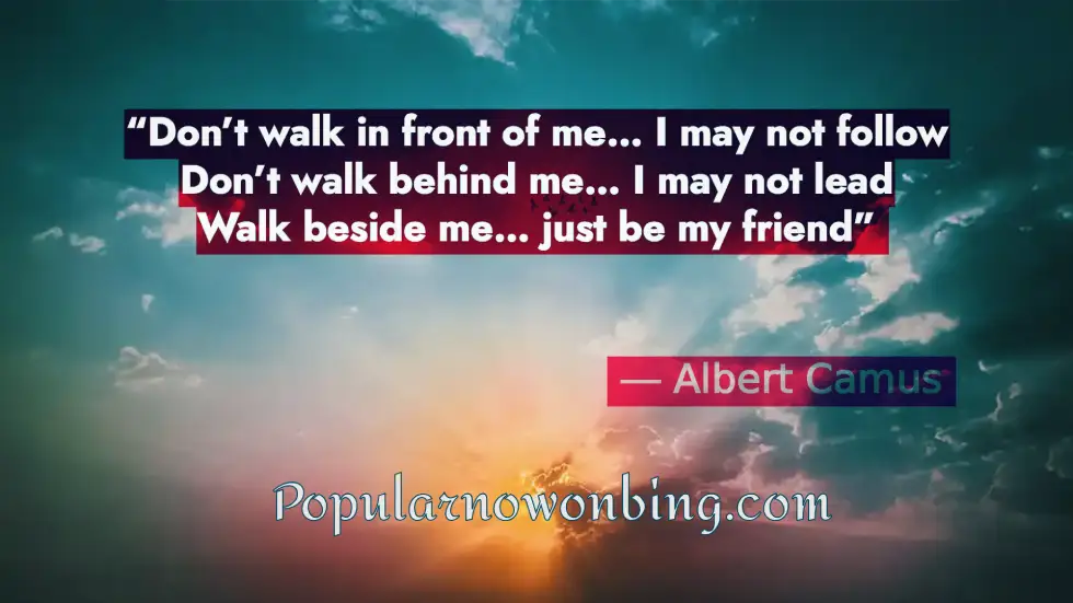 Walk Beside Me, Just Be My Friend – Albert Camus | Friendship Quote